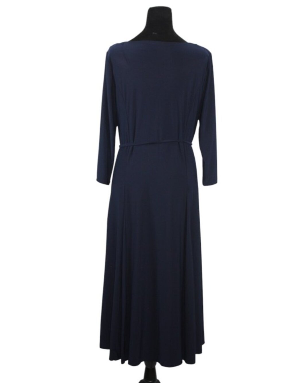 NWT Nina Leonard Women's Navy Long Sleeve Midi Dress with Gold Accent Size Large - Picture 5 of 9